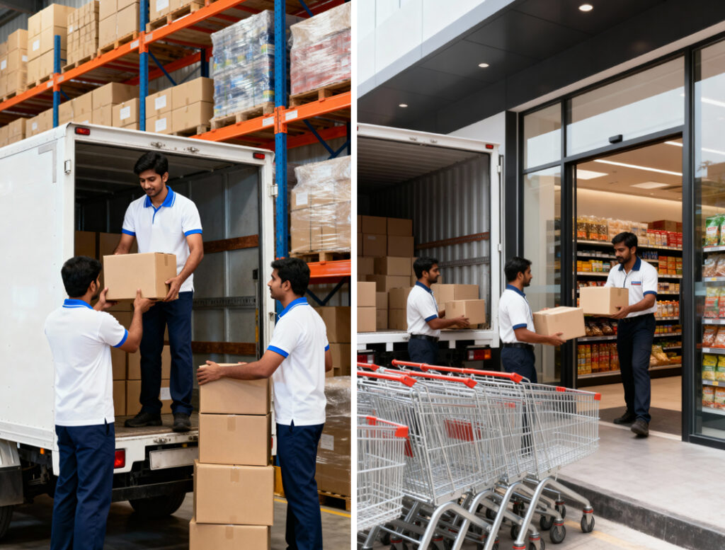 Nakoda Traders team delivering FMCG products across Rajasthan